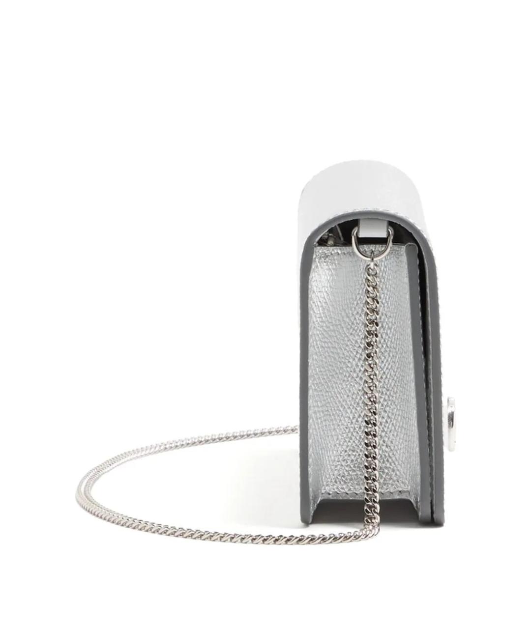VALENTINO Серебряная кожаная сумка через плечо, фото 4