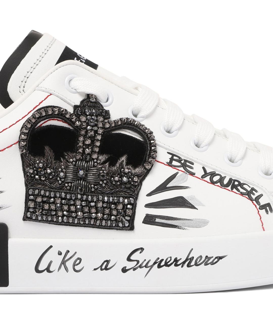 DOLCE&GABBANA Белые кожаные низкие кроссовки / кеды, фото 4