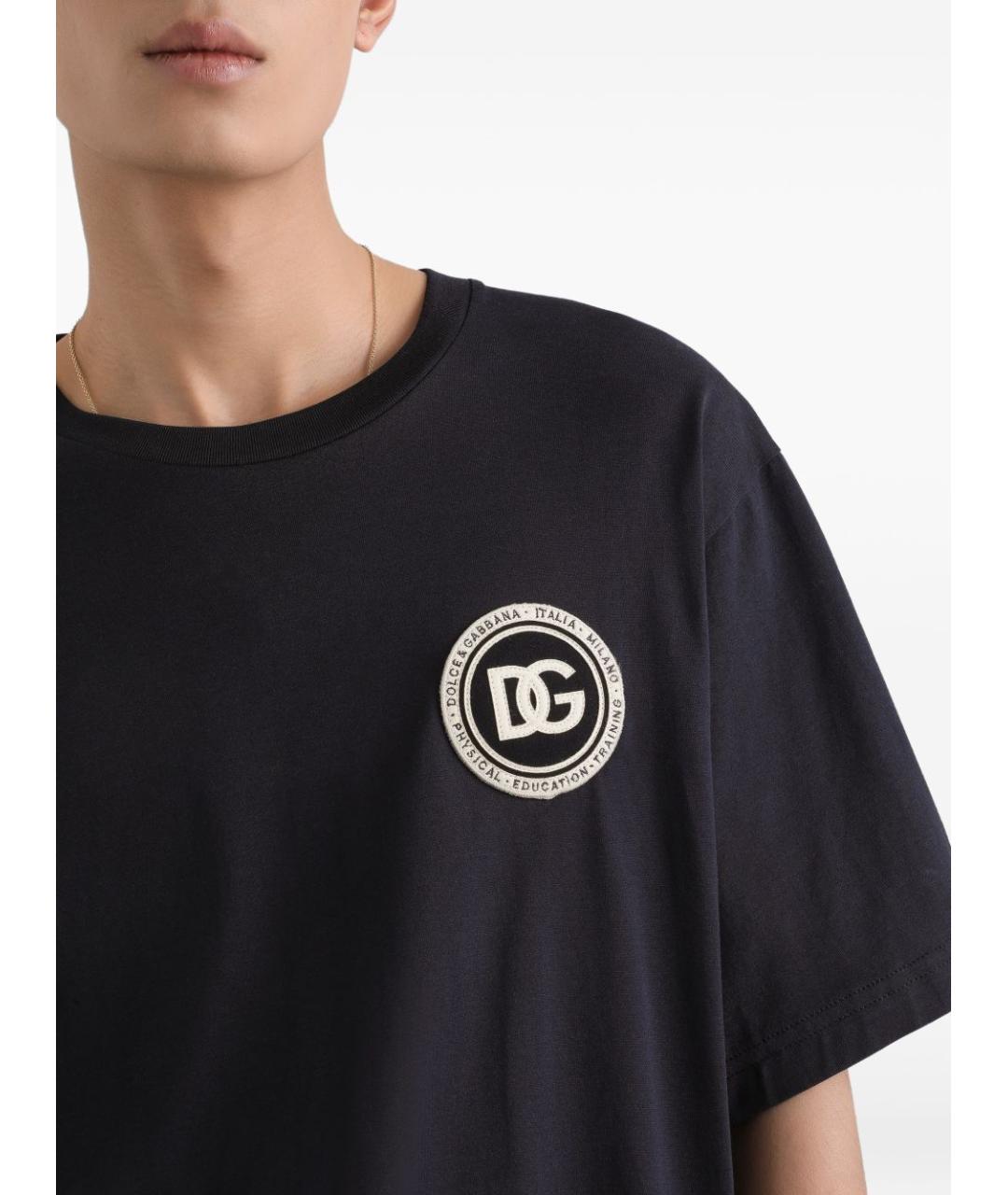 DOLCE&GABBANA Синяя хлопковая футболка, фото 4