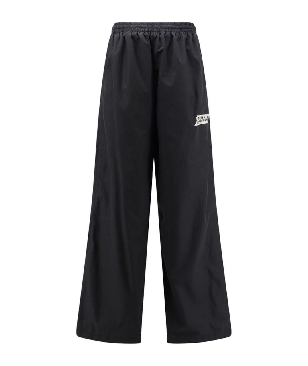 BALENCIAGA Черные полиэстеровые повседневные брюки, фото 1