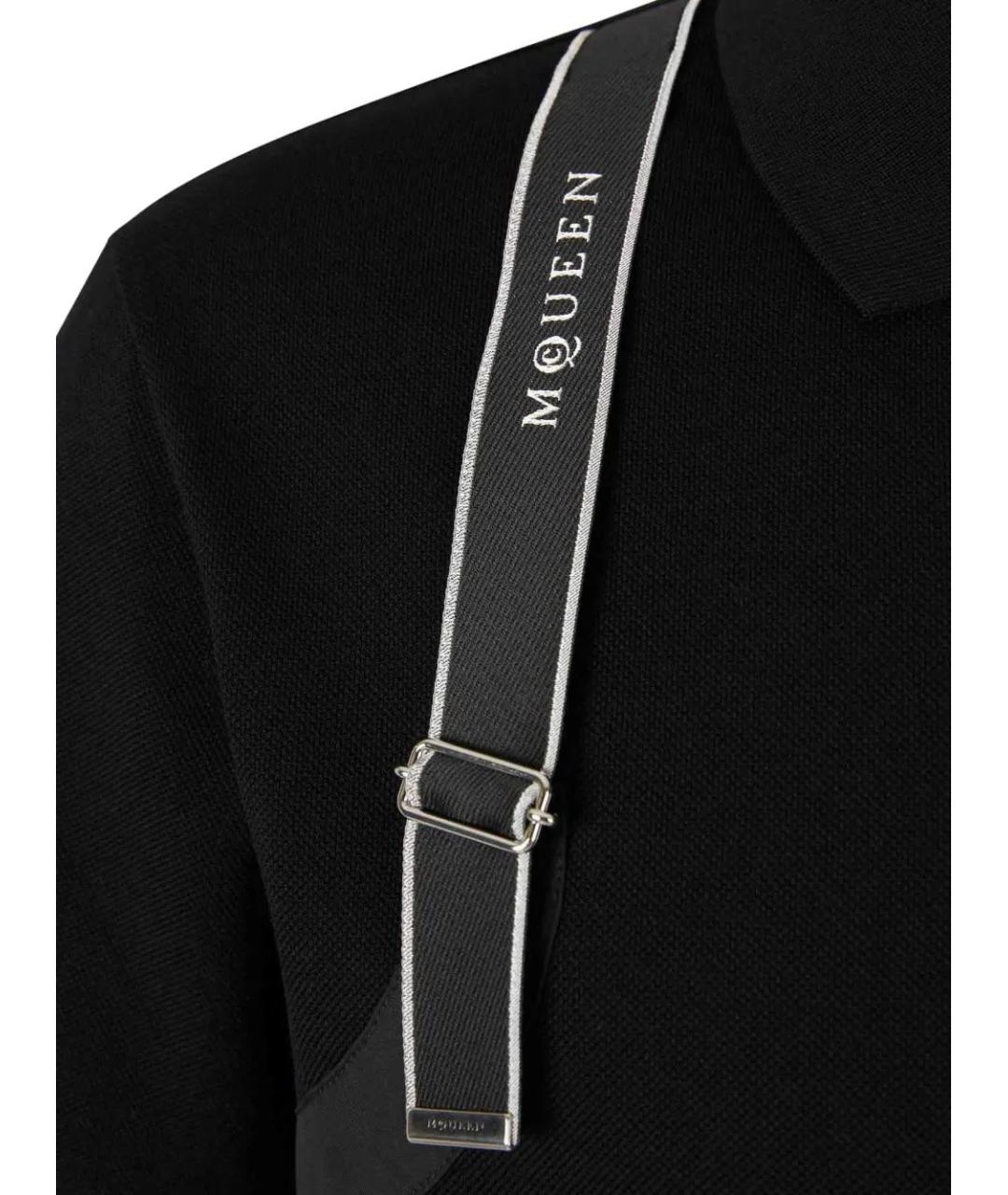 ALEXANDER MCQUEEN Черное хлопковое поло с коротким рукавом, фото 4