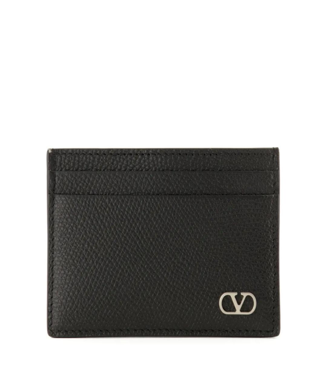 VALENTINO Черный кожаный кардхолдер, фото 1