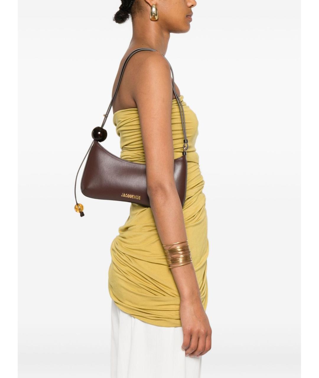 JACQUEMUS Коричневая кожаная сумка через плечо, фото 3