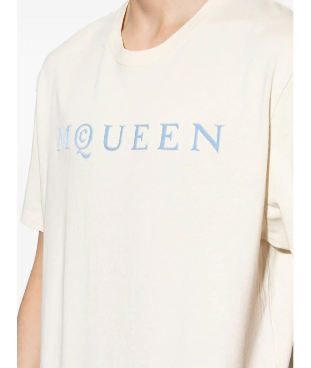 ALEXANDER MCQUEEN Бежевая хлопковая футболка, фото 5