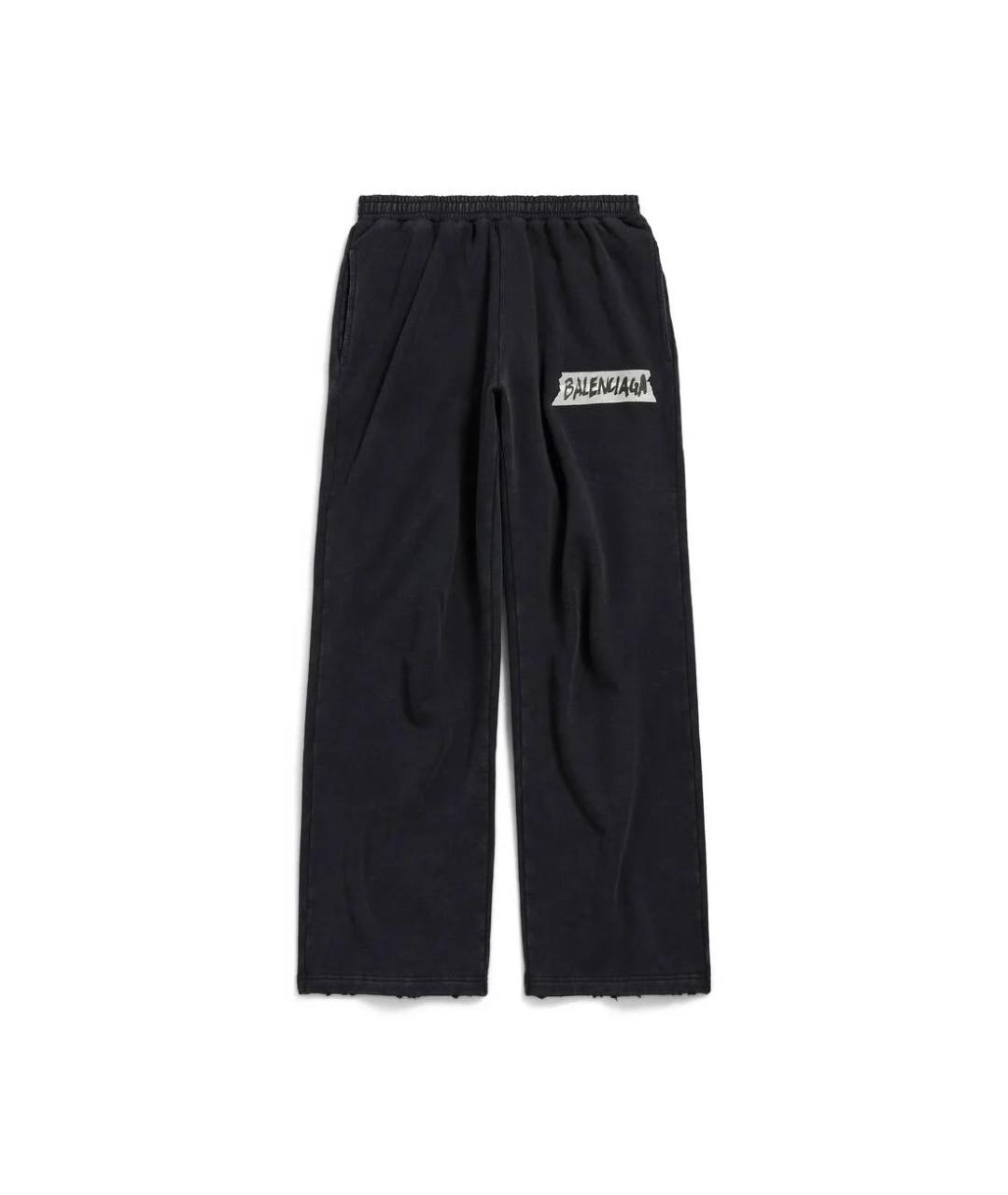 BALENCIAGA Черные хлопковые повседневные брюки, фото 1