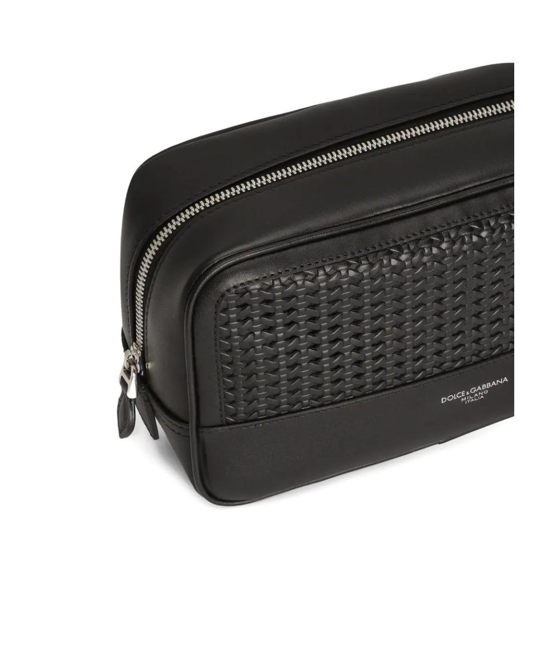 DOLCE&GABBANA Черная кожаная барсетка, фото 5
