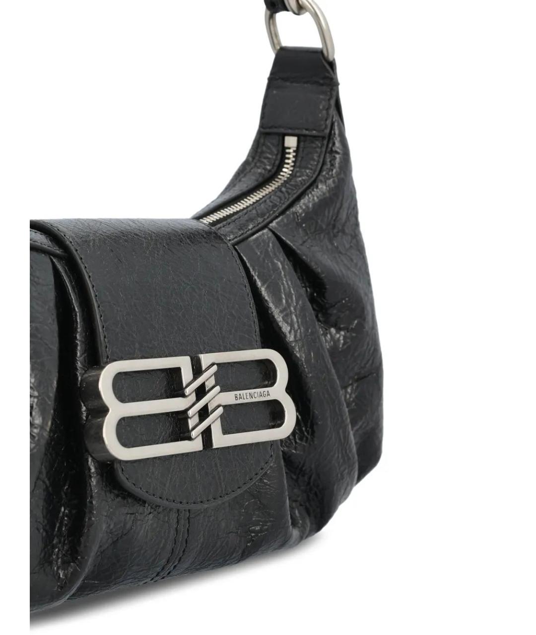 BALENCIAGA Черная кожаная сумка через плечо, фото 4