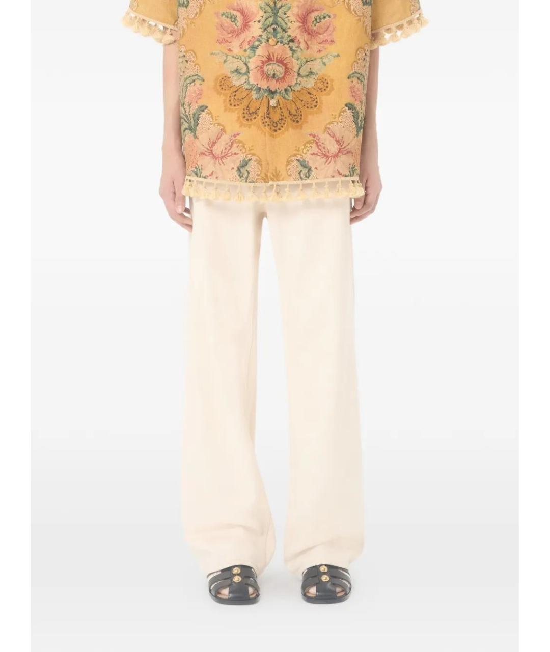 VALENTINO Бежевые хлопковые повседневные брюки, фото 3