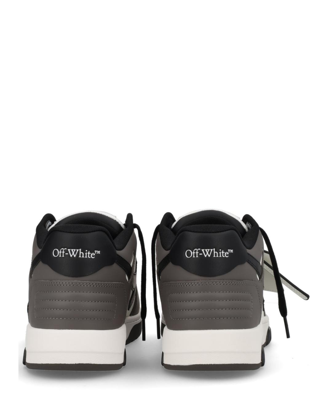 OFF-WHITE Серые кожаные низкие кроссовки / кеды, фото 4