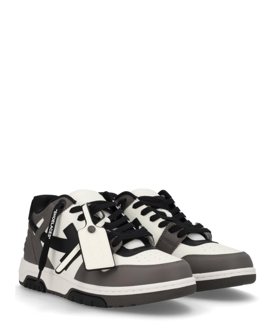 OFF-WHITE Серые кожаные низкие кроссовки / кеды, фото 2