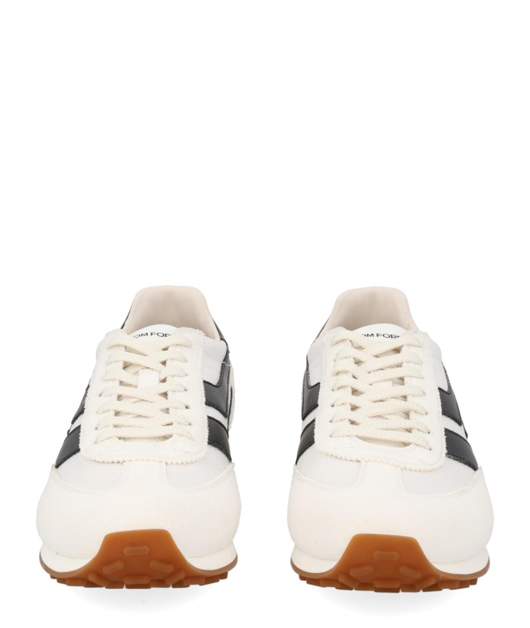 TOM FORD Белые кожаные низкие кроссовки / кеды, фото 3