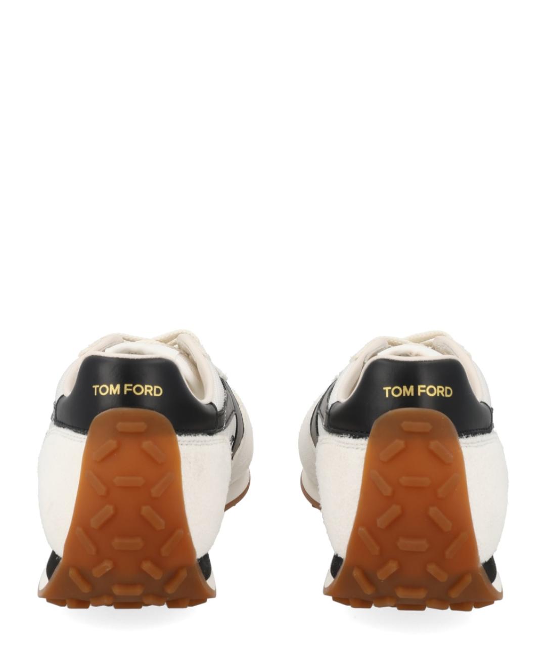 TOM FORD Белые кожаные низкие кроссовки / кеды, фото 4