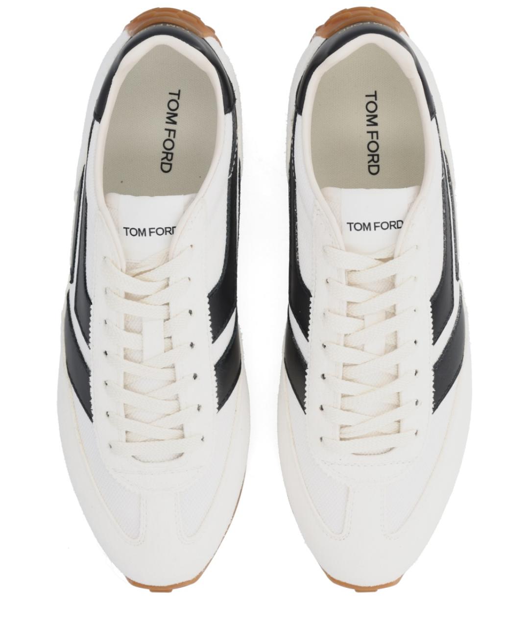 TOM FORD Белые кожаные низкие кроссовки / кеды, фото 5