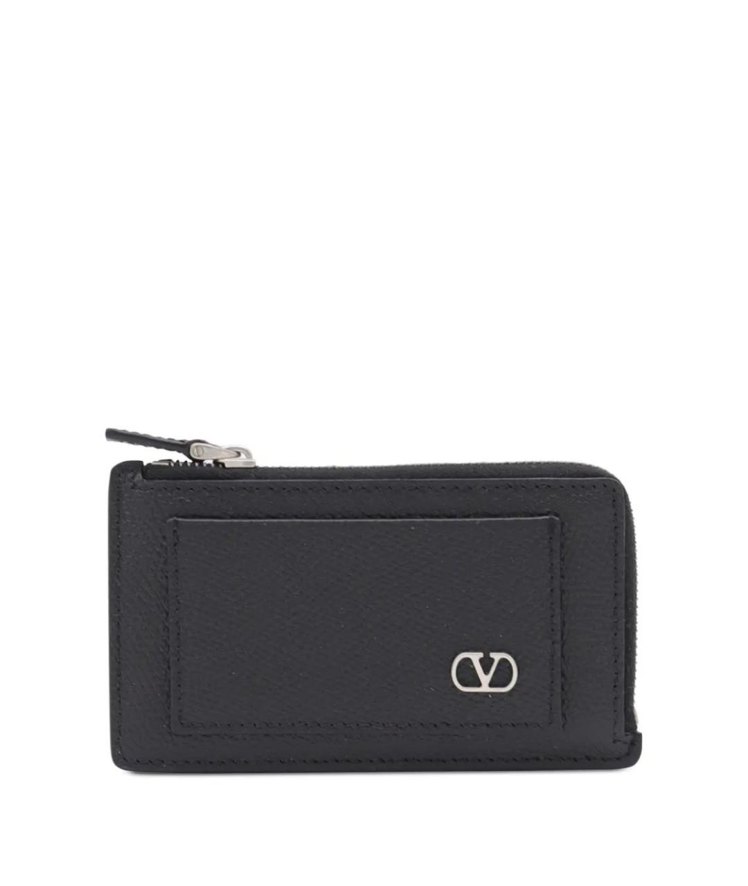 VALENTINO Черный кожаный кошелек, фото 1