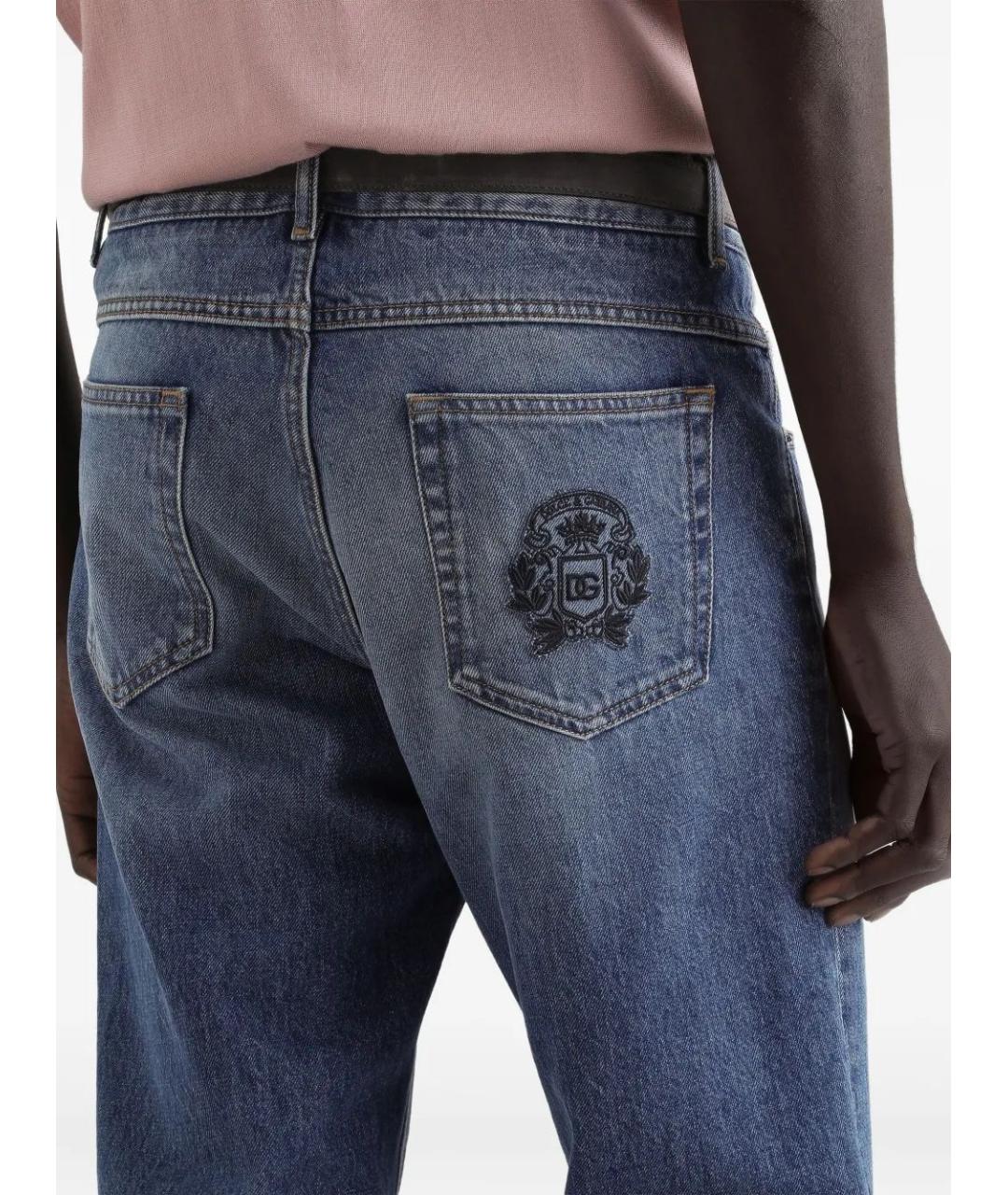 DOLCE&GABBANA Синие хлопковые прямые джинсы, фото 5