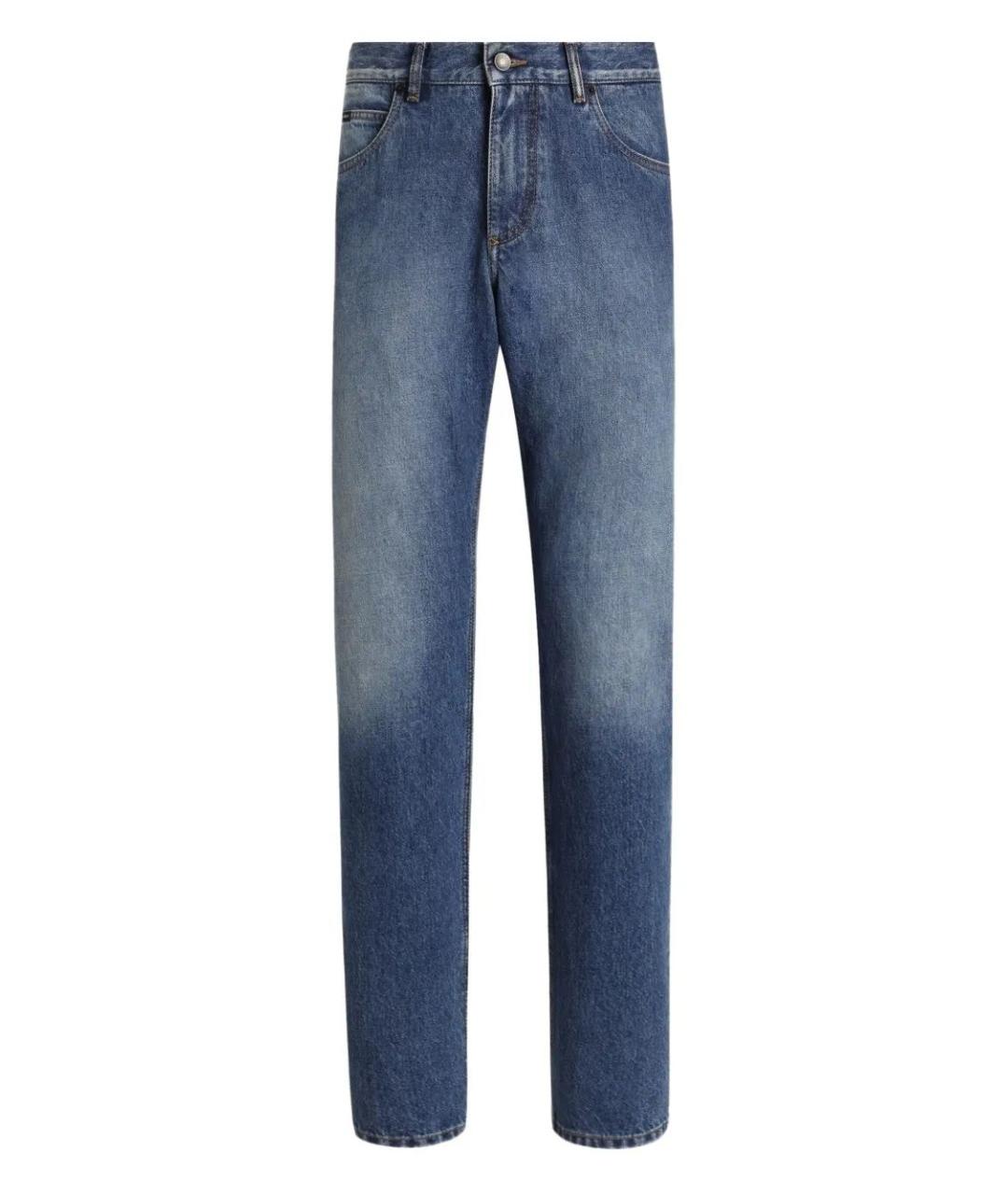DOLCE&GABBANA Синие хлопковые прямые джинсы, фото 1