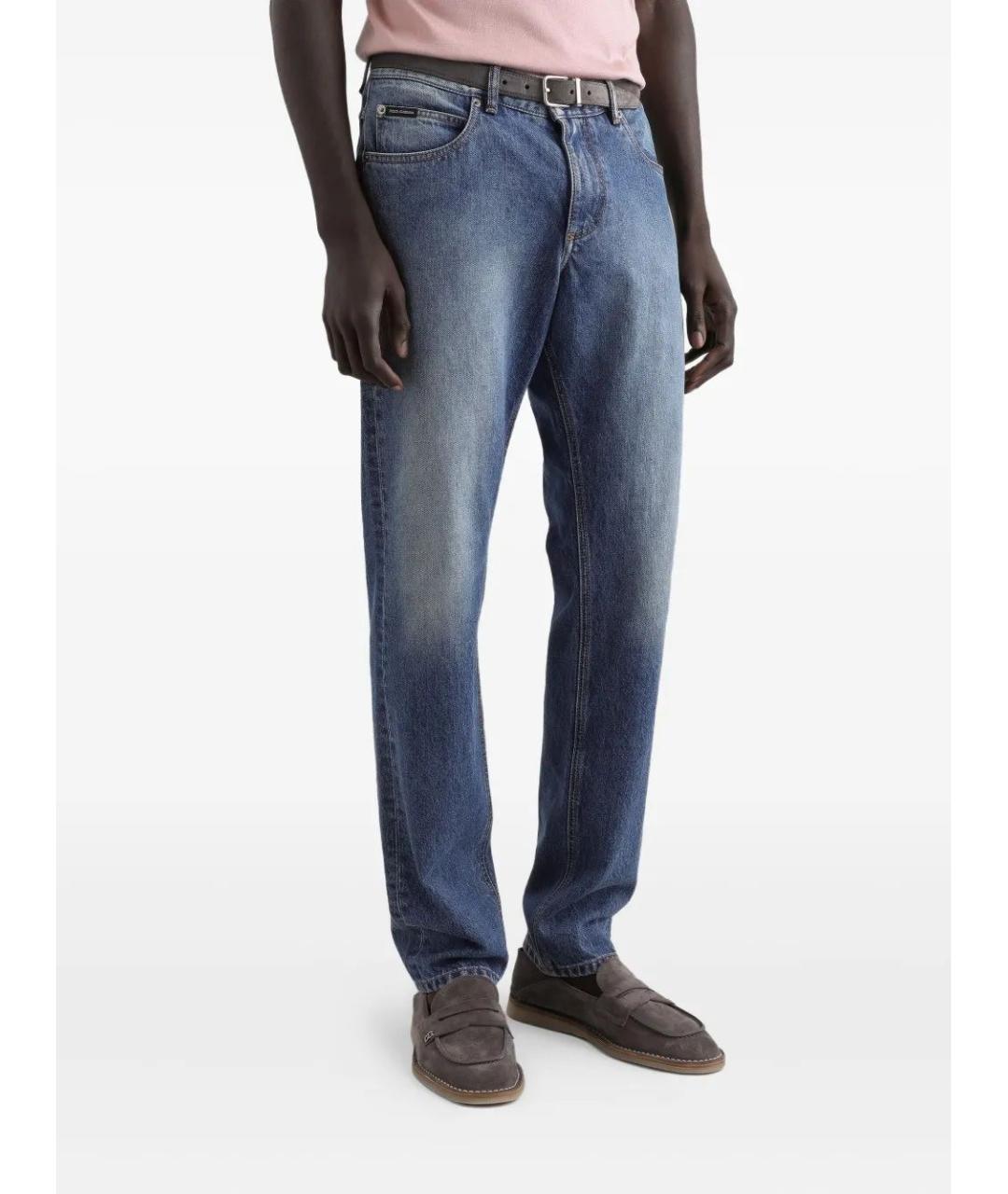 DOLCE&GABBANA Синие хлопковые прямые джинсы, фото 4