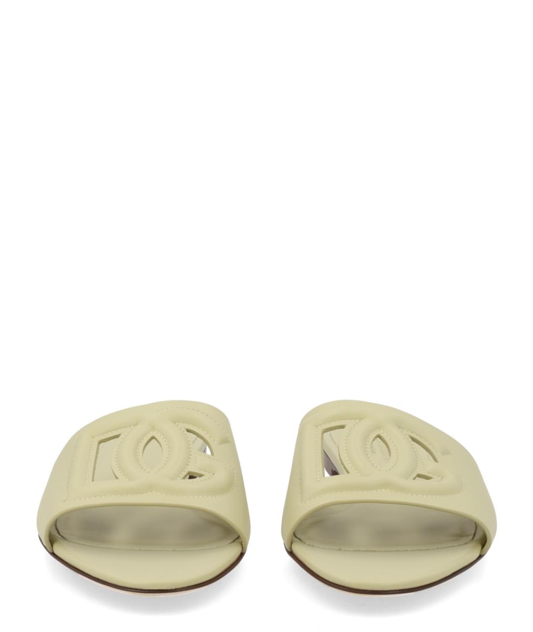 DOLCE&GABBANA Зеленые кожаные шлепанцы, фото 3