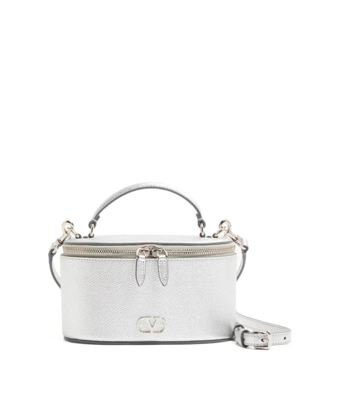 VALENTINO Серебряная кожаная сумка с короткими ручками, фото 1