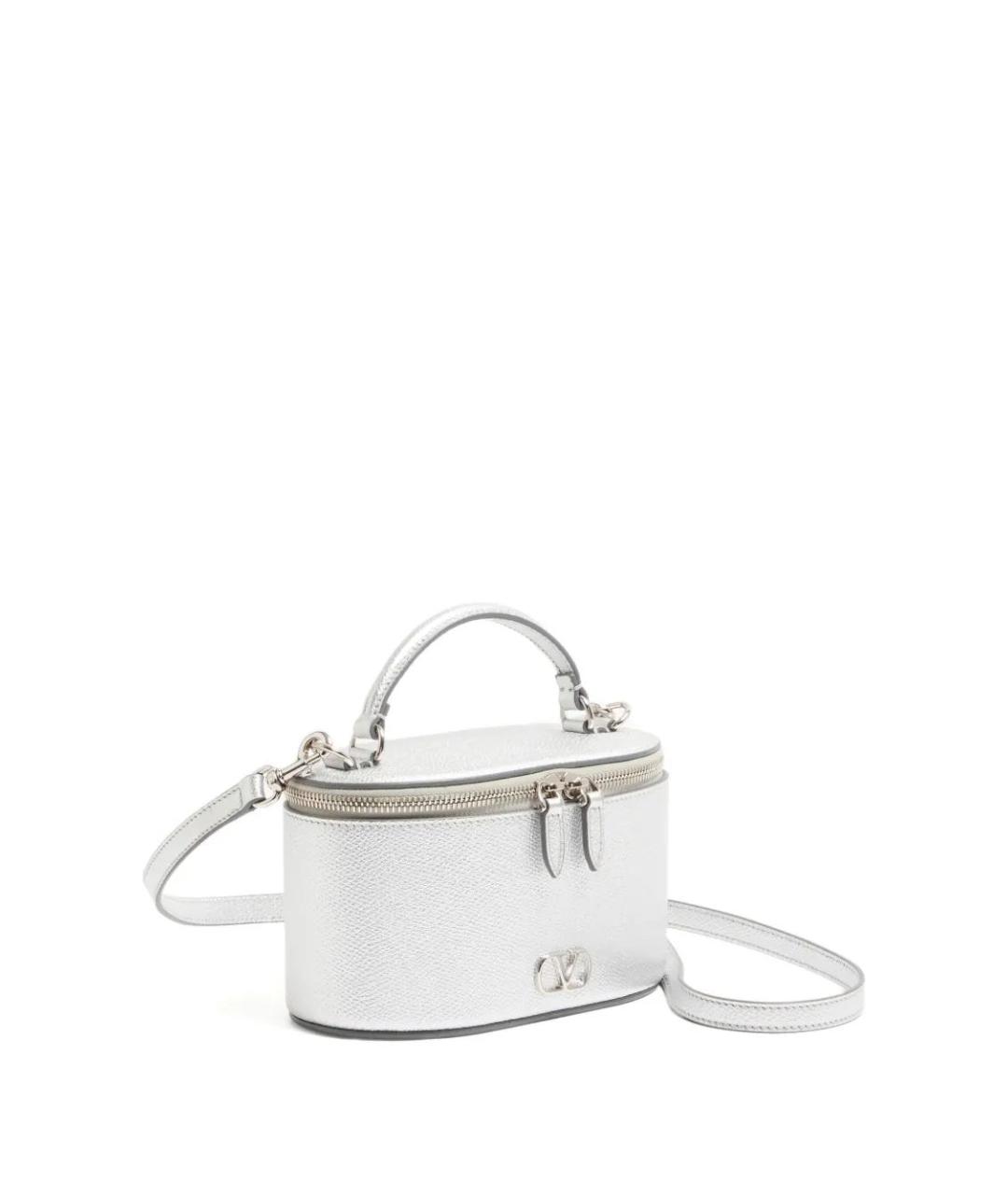 VALENTINO Серебряная кожаная сумка с короткими ручками, фото 3