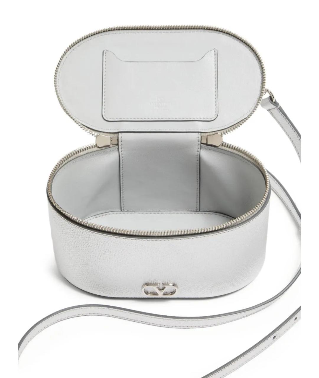 VALENTINO Серебряная кожаная сумка с короткими ручками, фото 5