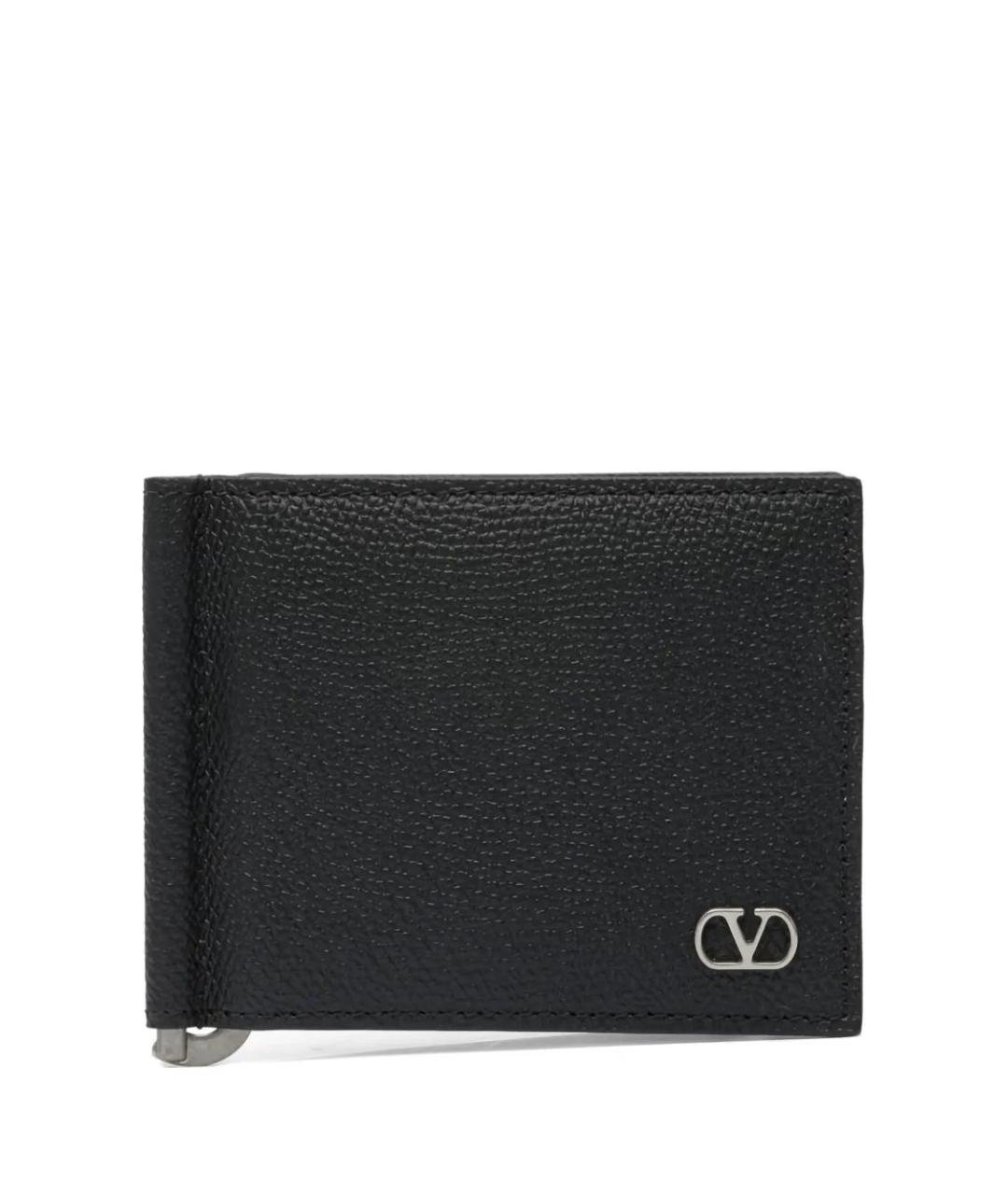 VALENTINO Черный кожаный кошелек, фото 1