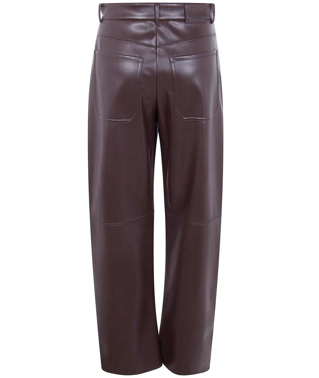 'S MAX MARA Коричневые полиэстеровые прямые брюки, фото 2