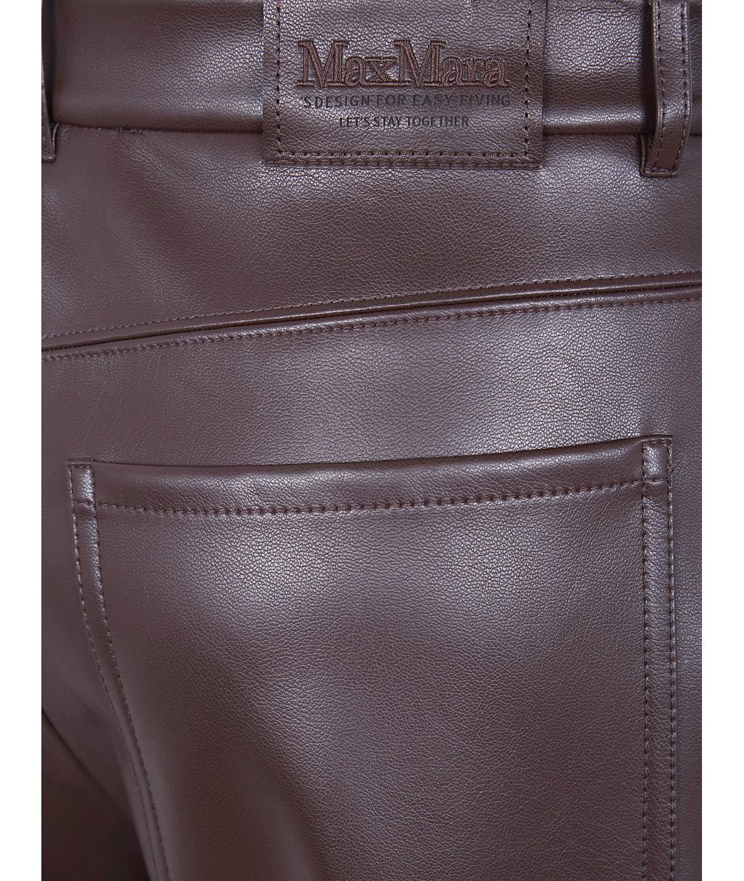 'S MAX MARA Коричневые полиэстеровые прямые брюки, фото 3