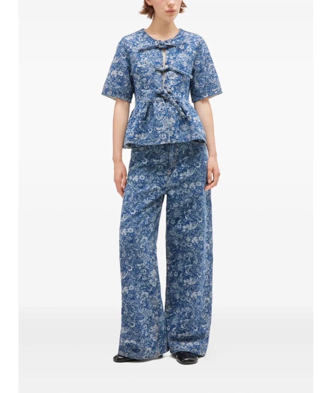 GANNI Синяя хлопковая рубашка, фото 2