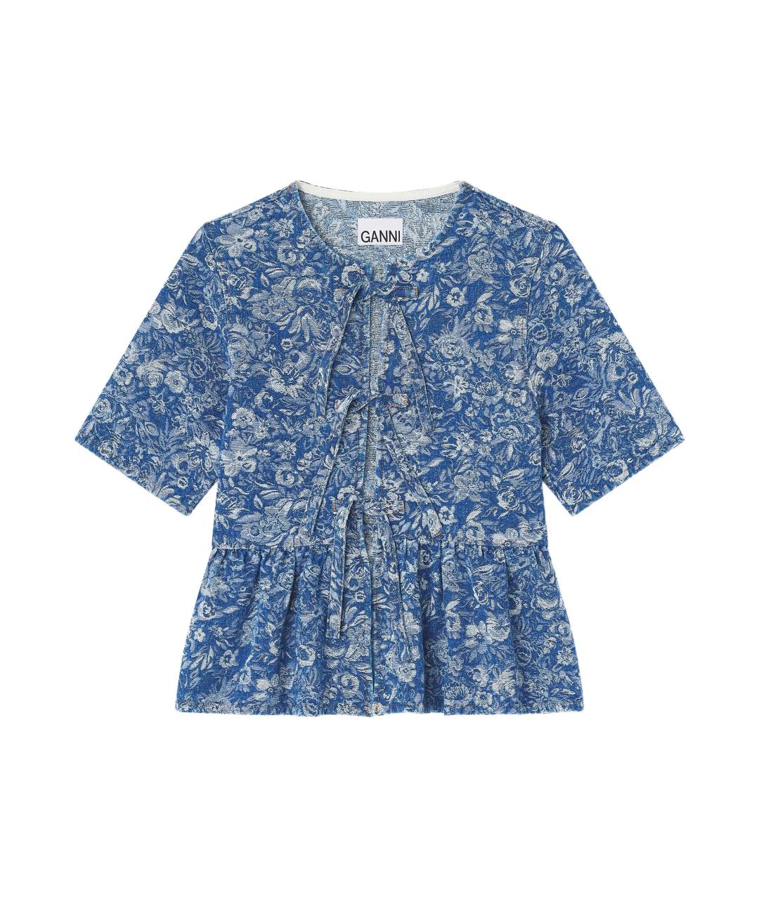 GANNI Синяя хлопковая рубашка, фото 1