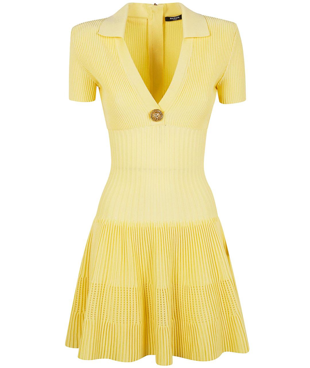 BALMAIN Желтое полиэстеровое повседневное платье, фото 1