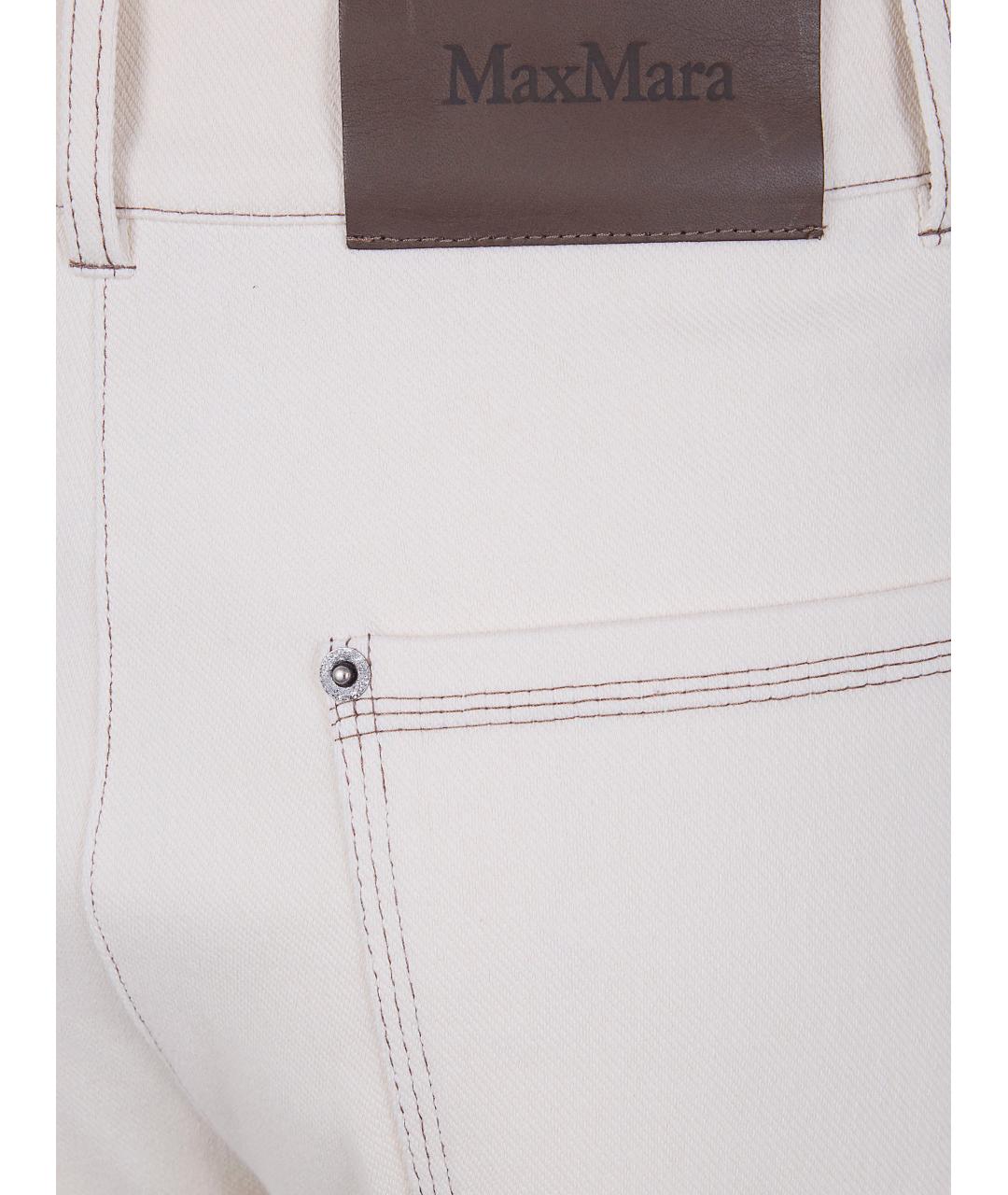 MAX MARA Белые полиэстеровые прямые брюки, фото 3