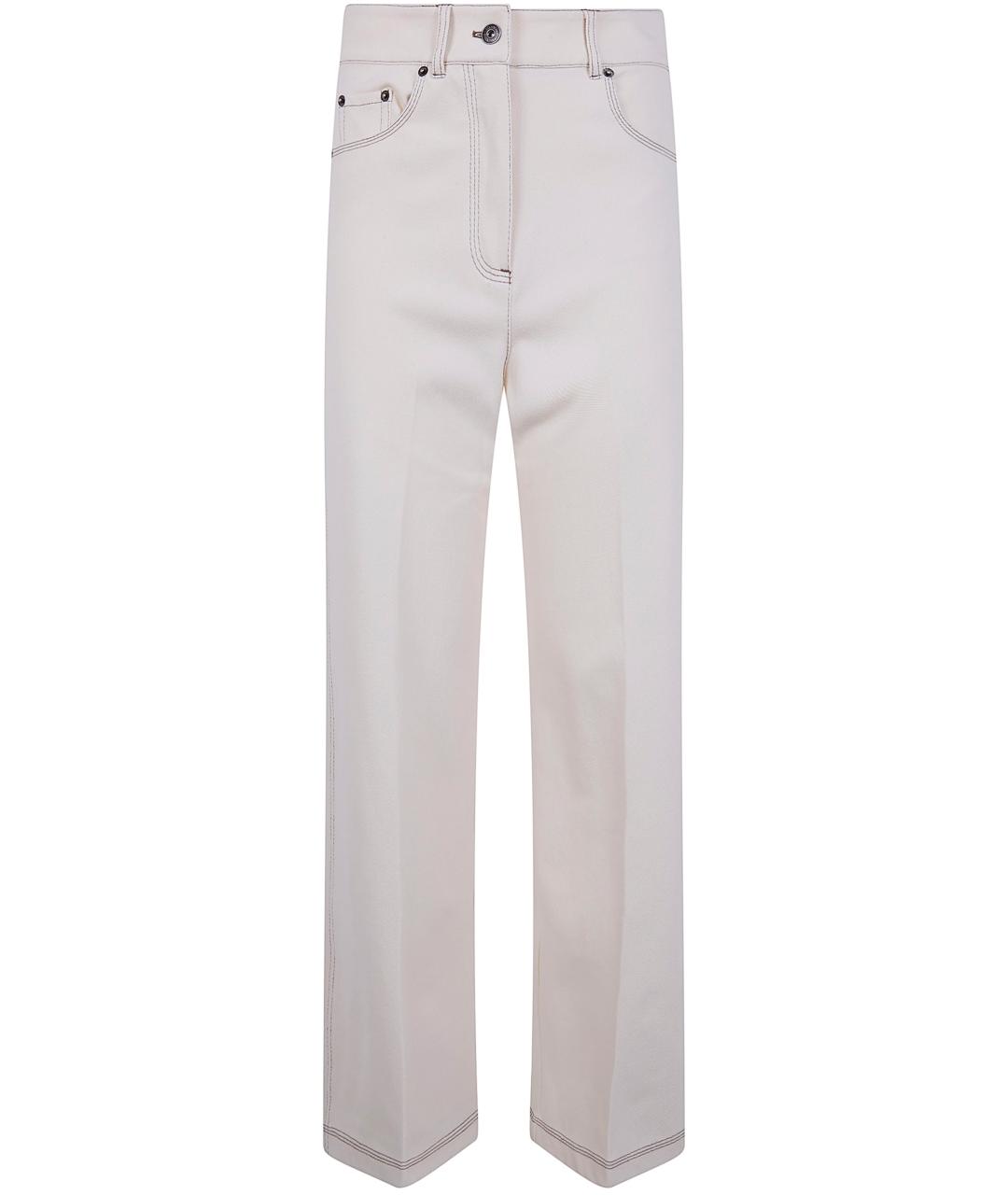 MAX MARA Белые полиэстеровые прямые брюки, фото 1