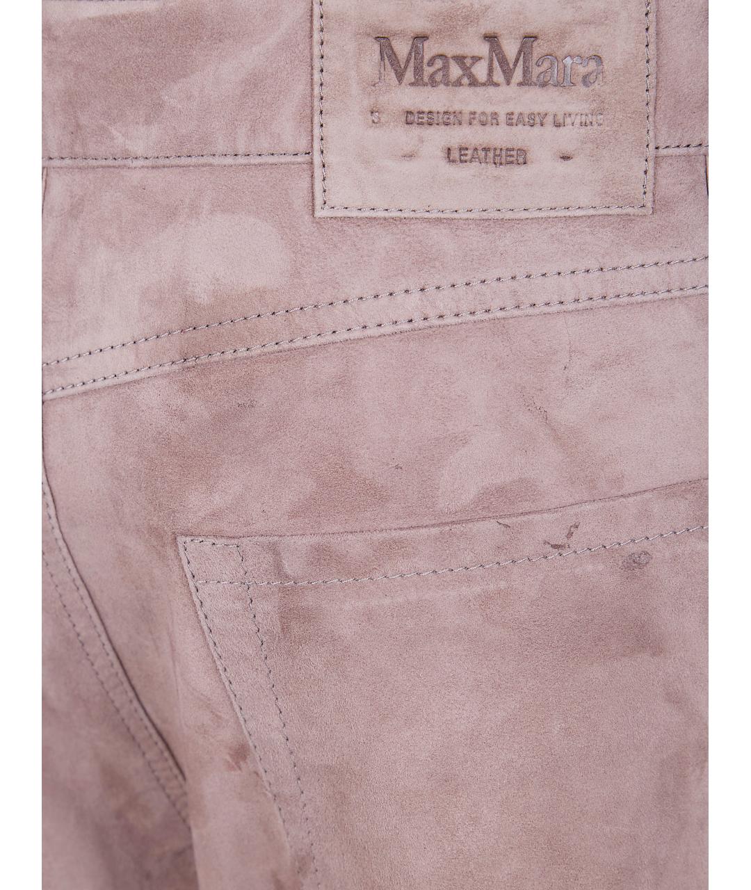 'S MAX MARA Коричневые кожаные прямые брюки, фото 3