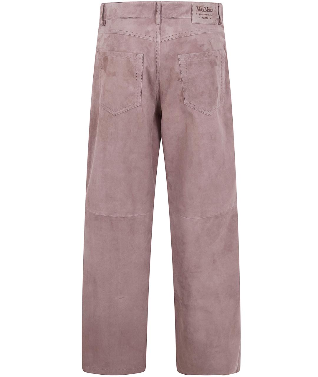 'S MAX MARA Коричневые кожаные прямые брюки, фото 2