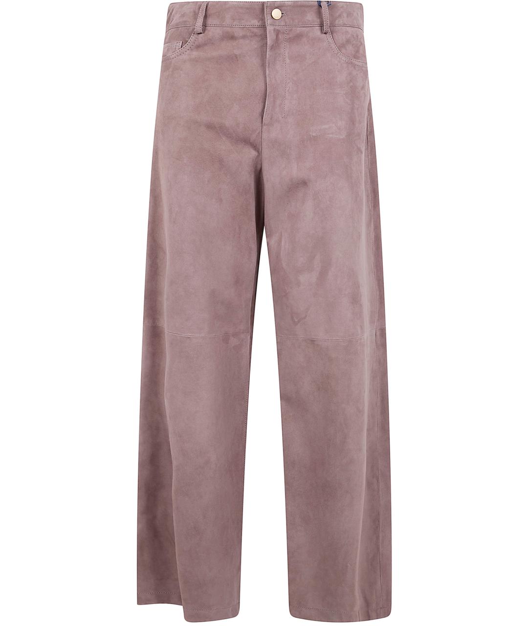 'S MAX MARA Коричневые кожаные прямые брюки, фото 1