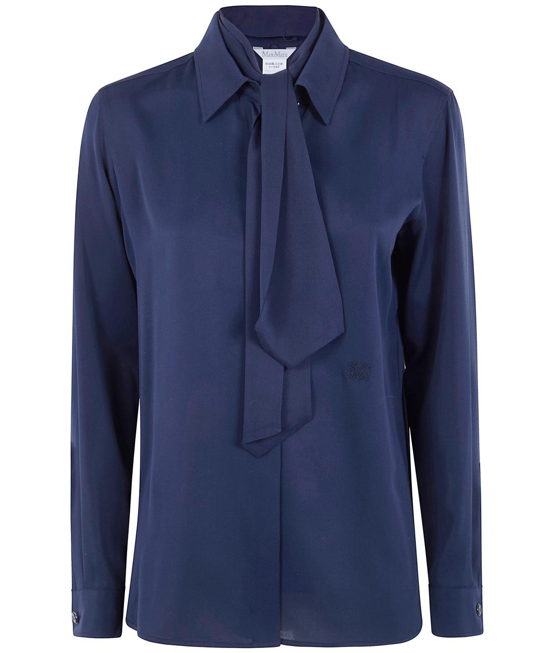 MAX MARA Синяя шелковая рубашка, фото 1