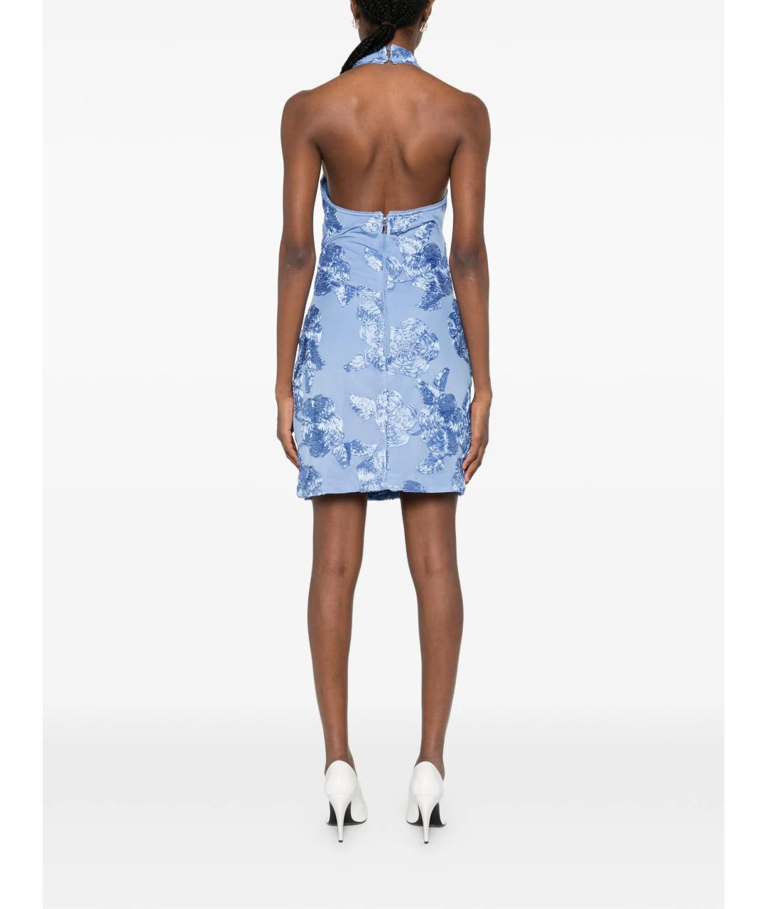 ROTATE Голубое полиэстеровое платье, фото 4