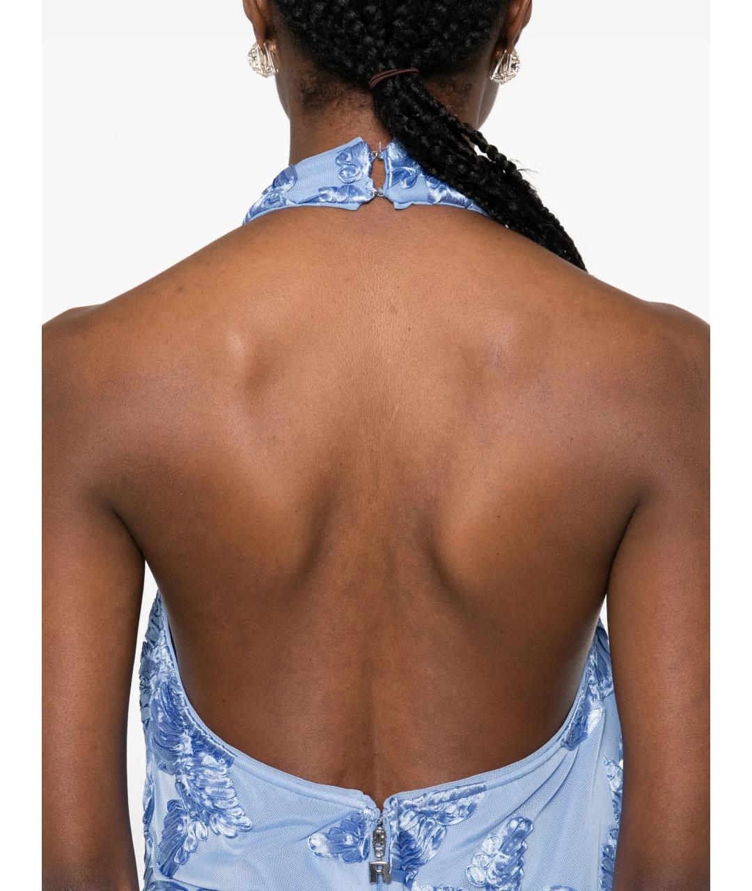 ROTATE Голубое полиэстеровое платье, фото 5