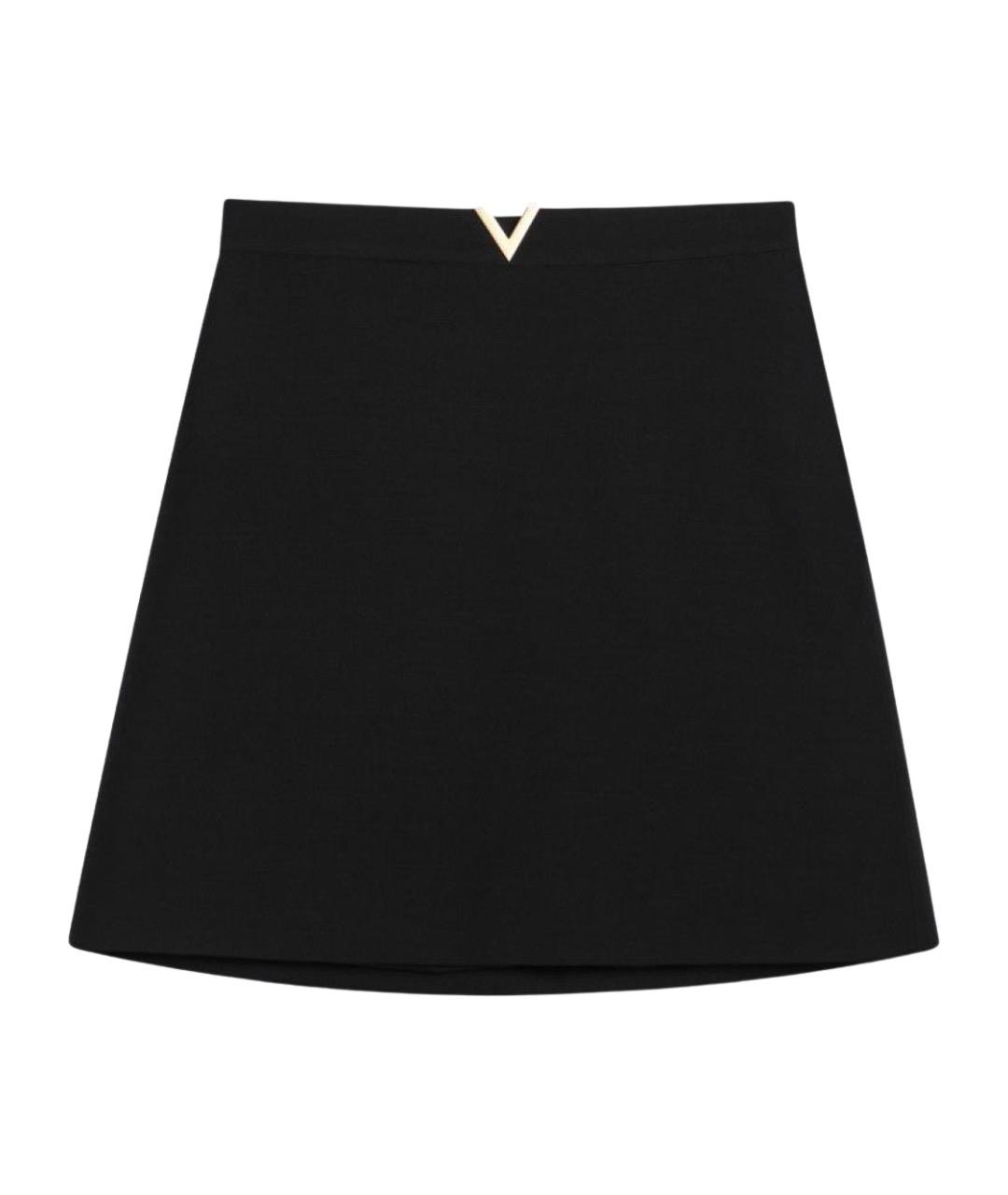 VALENTINO Черная шерстяная юбка мини, фото 1