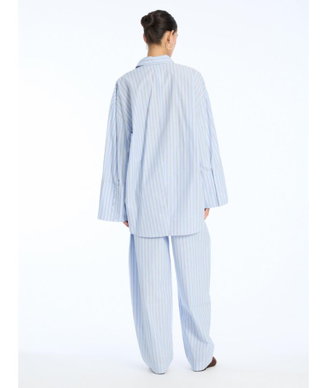 ROTATE Голубые хлопковые прямые брюки, фото 3