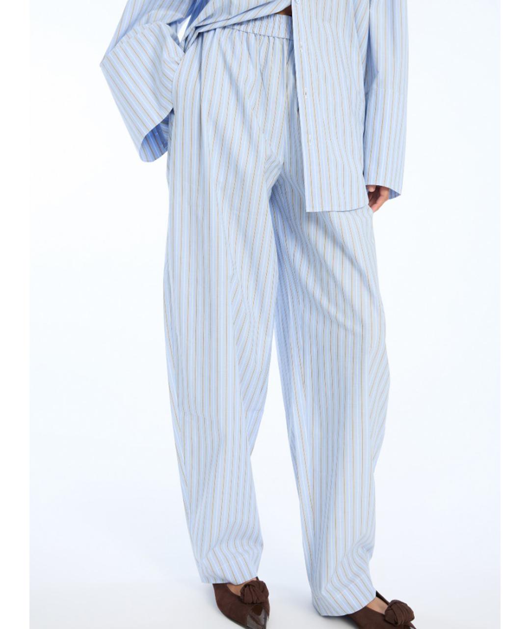 ROTATE Голубые хлопковые прямые брюки, фото 4