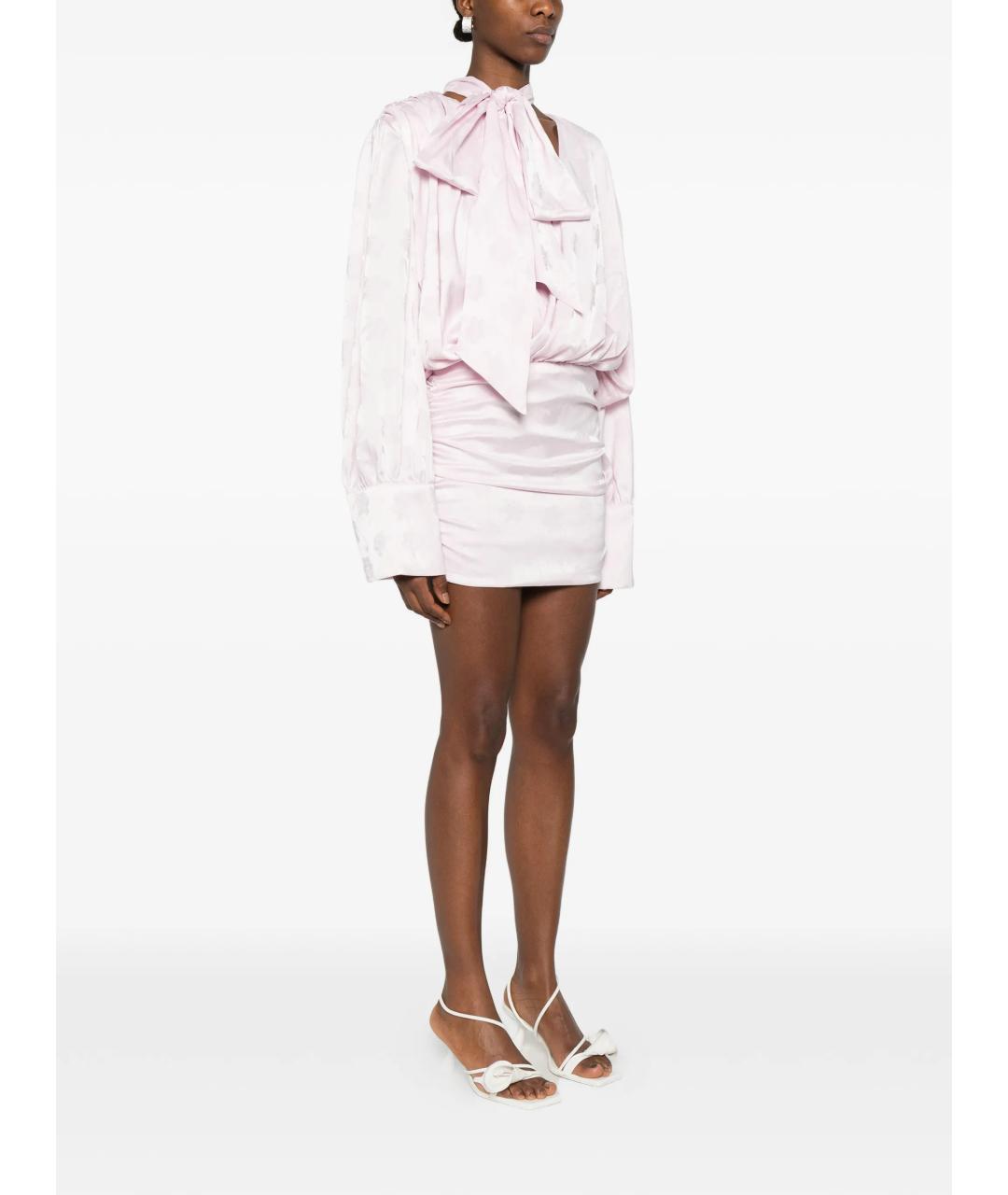 ROTATE Розовое полиэстеровое повседневное платье, фото 3
