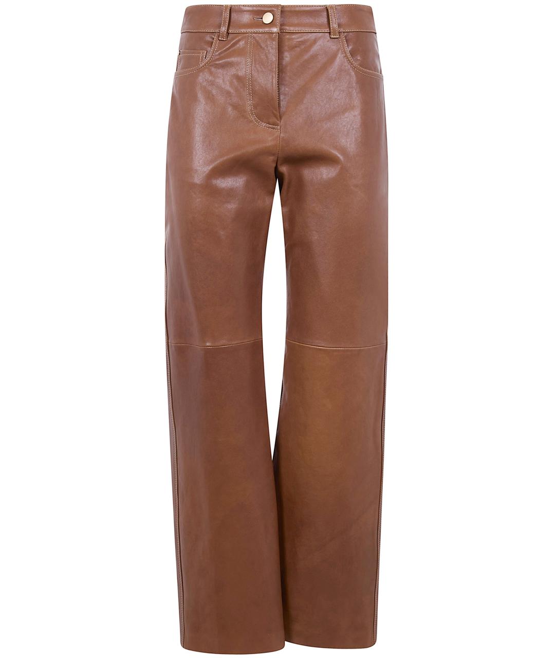 'S MAX MARA Коричневые кожаные прямые брюки, фото 1