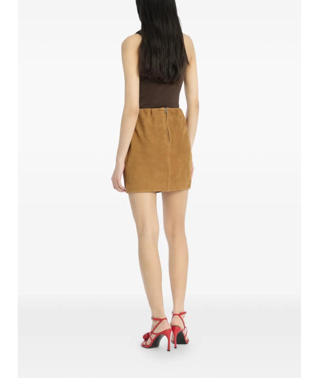 ROTATE Коричневая замшевая юбка мини, фото 4