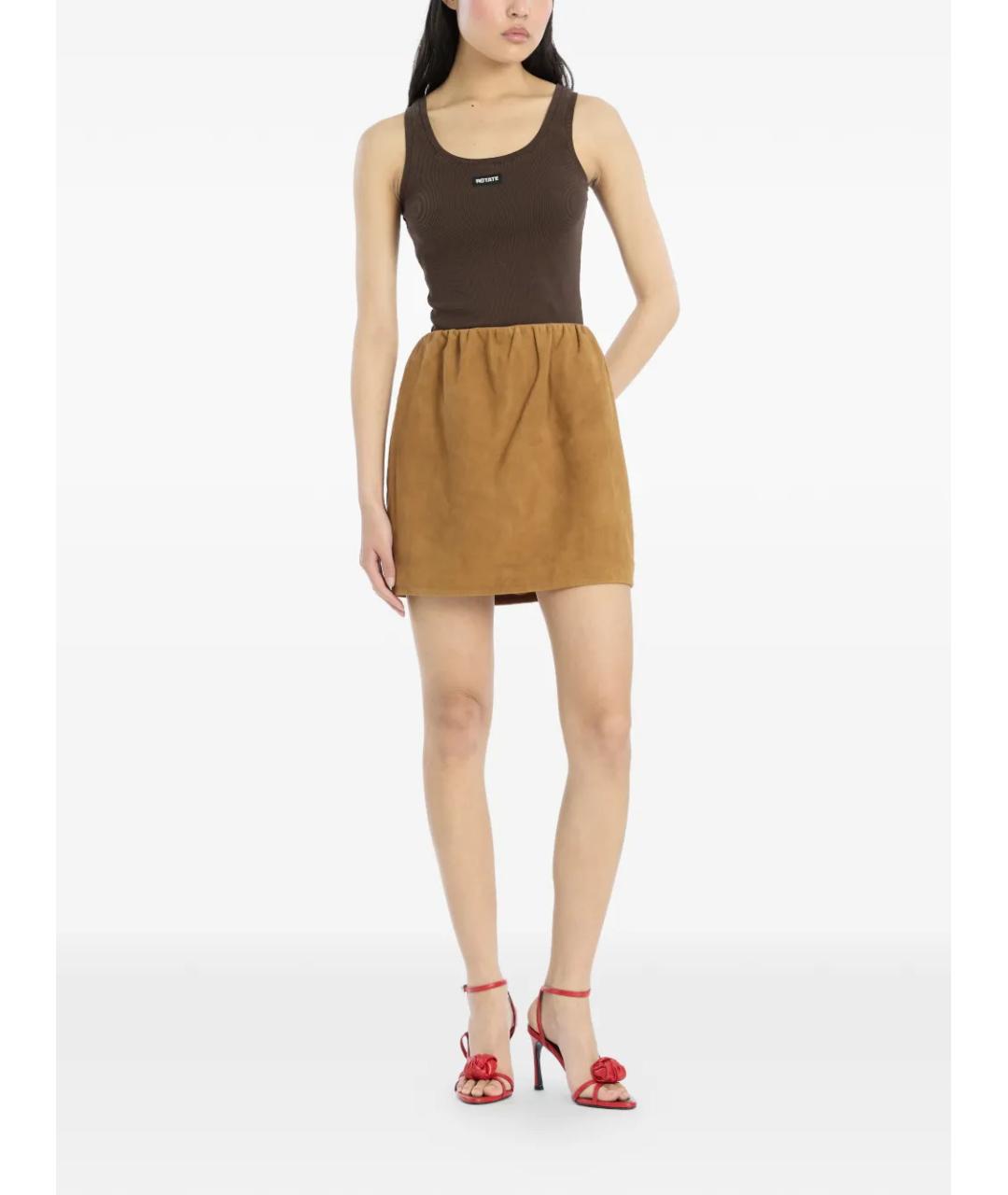 ROTATE Коричневая замшевая юбка мини, фото 2