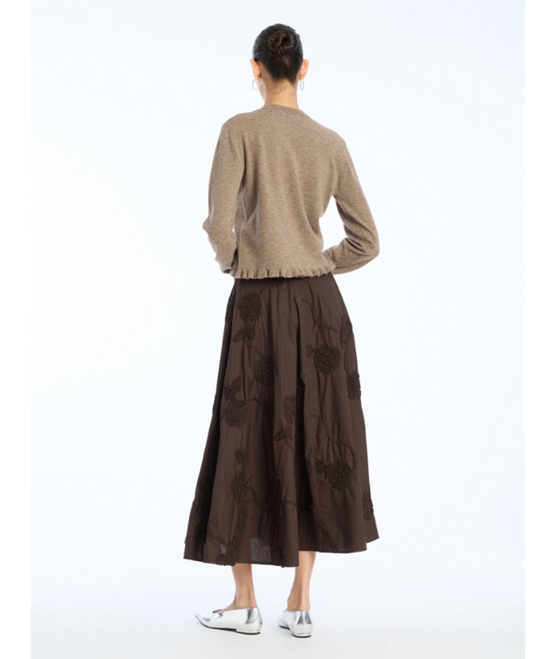ROTATE Коричневая хлопковая юбка миди, фото 3