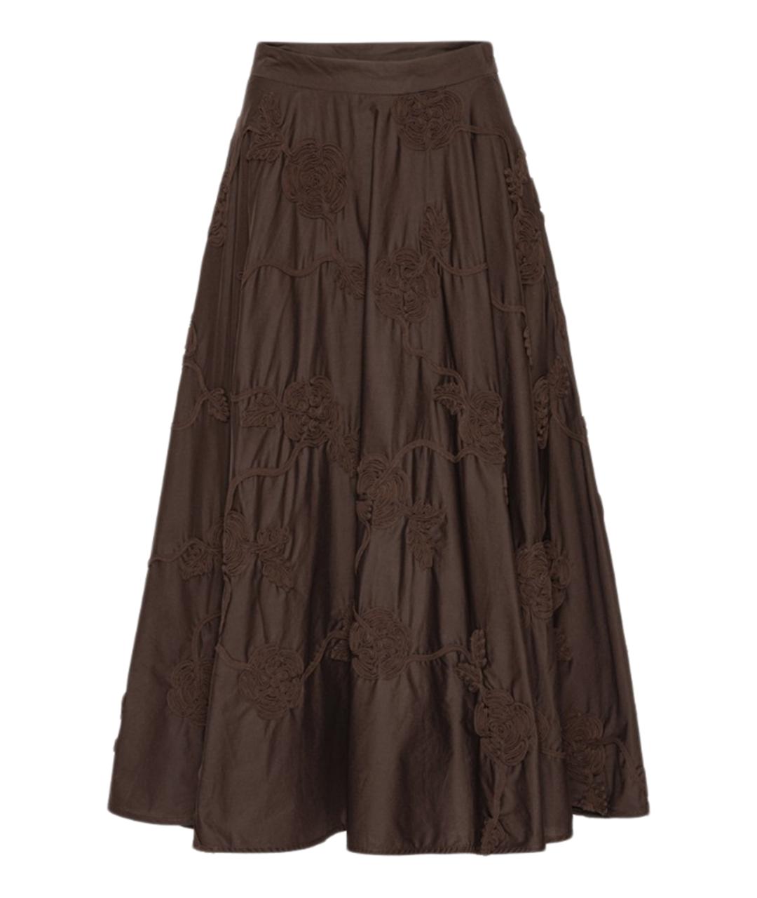 ROTATE Коричневая хлопковая юбка миди, фото 1