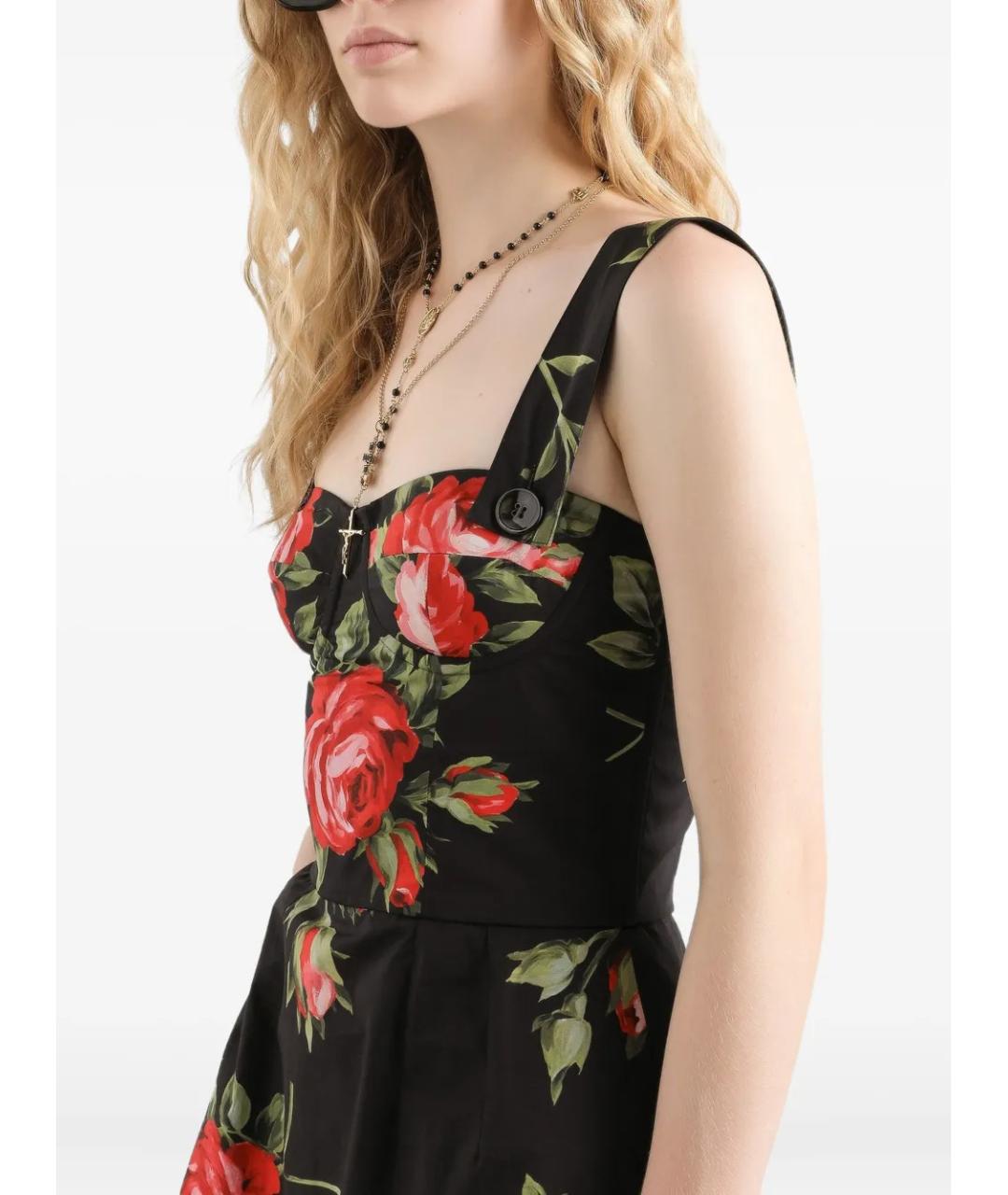 DOLCE&GABBANA Черное хлопковое повседневное платье, фото 4