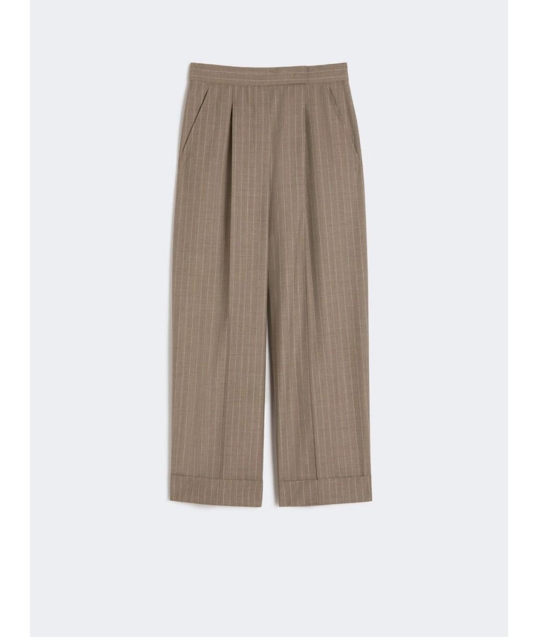 MAX MARA Коричневые шерстяные прямые брюки, фото 5